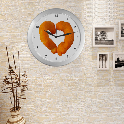 I heart cheese puffs clock Silver Color Wall Clock