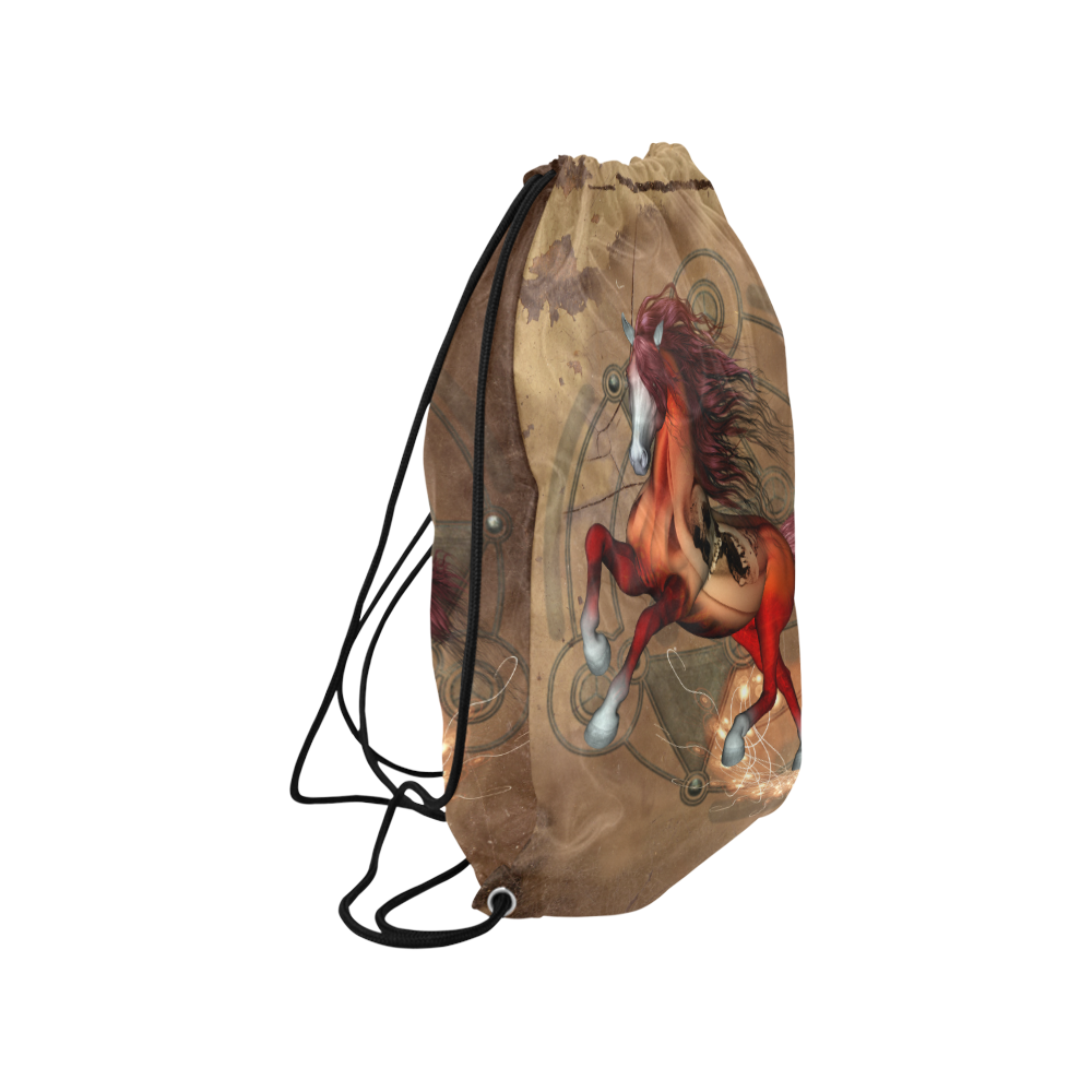 Wonderful horse with skull, red colors Medium Drawstring Bag Model 1604 (Twin Sides) 13.8"(W) * 18.1"(H)