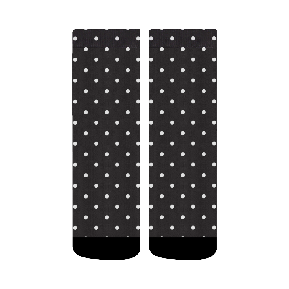Polka Dot on Black Crew Socks