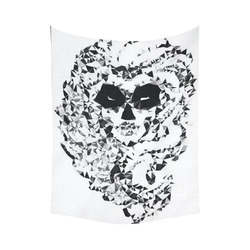Sugar Skull Black White Low Poly Geometric Cotton Linen Wall Tapestry 60"x 80"