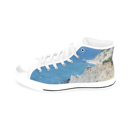 Block Island Bluffs - Block Island, Rhode Island Men’s Classic High Top Canvas Shoes /Large Size (Model 017)