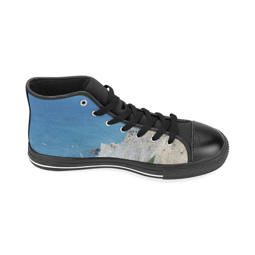 Block Island Bluffs - Block Island, Rhode Island High Top Canvas Shoes for Kid (Model 017)