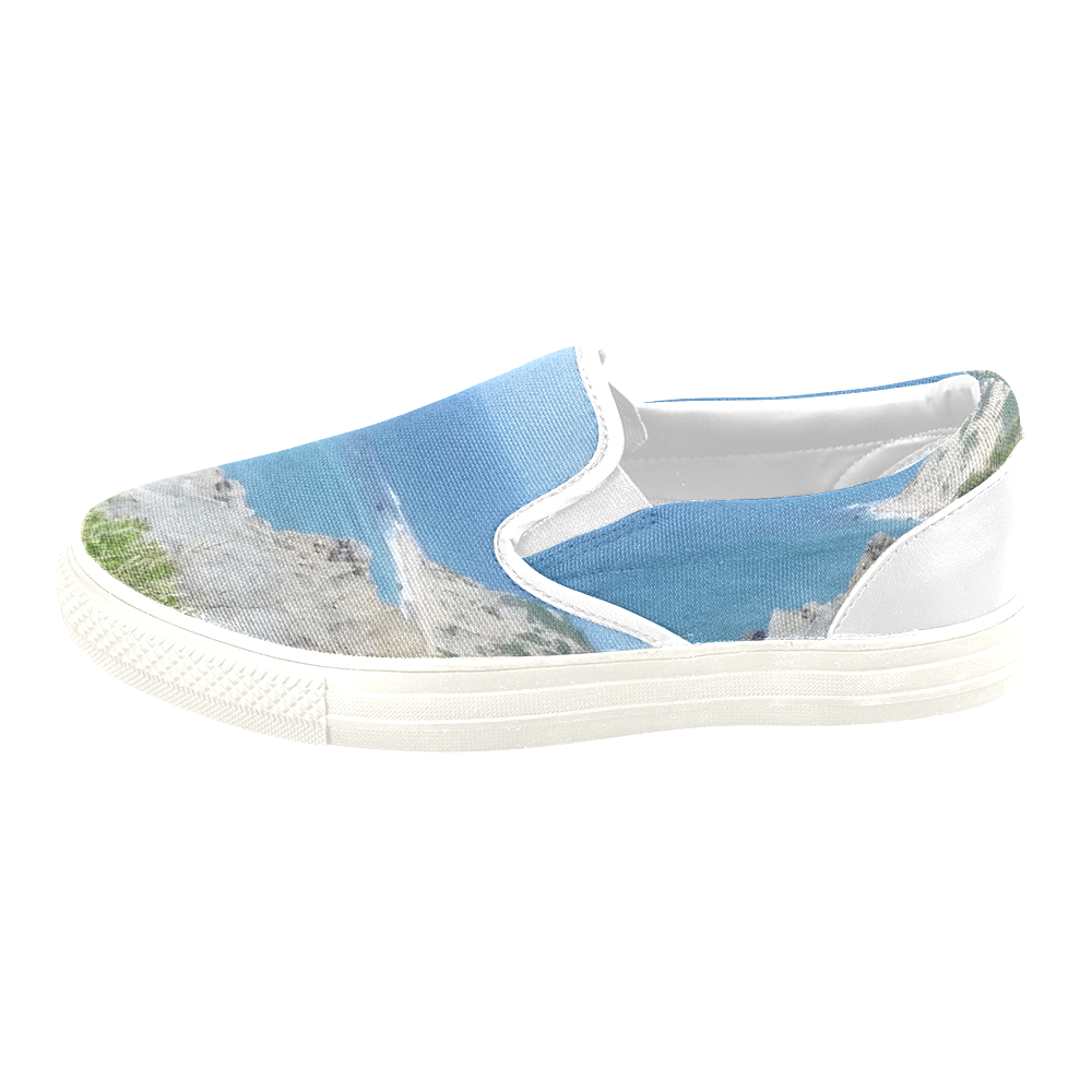 Block Island Bluffs - Block Island, Rhode Island Slip-on Canvas Shoes for Men/Large Size (Model 019)