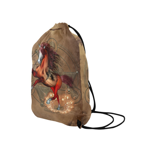 Wonderful horse with skull, red colors Medium Drawstring Bag Model 1604 (Twin Sides) 13.8"(W) * 18.1"(H)