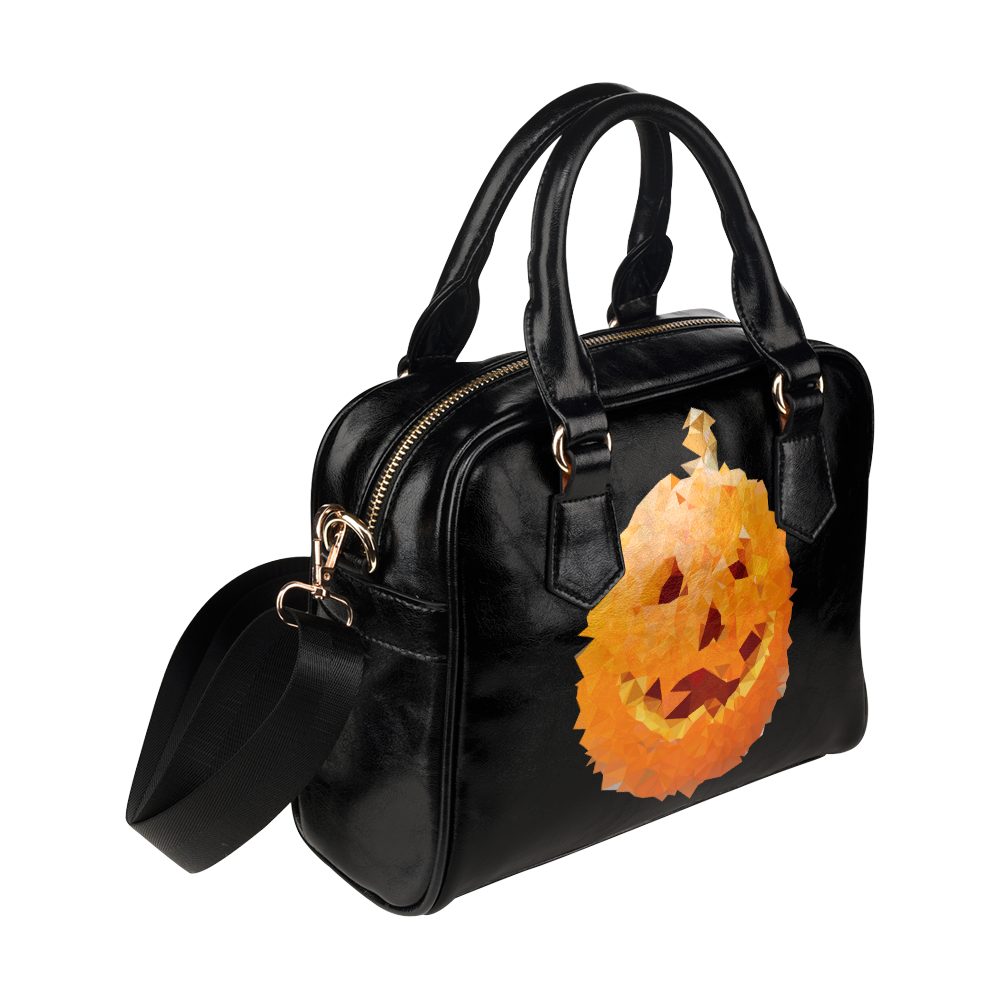 Halloween Pumpkin Low Poly Geometric Shoulder Handbag (Model 1634)