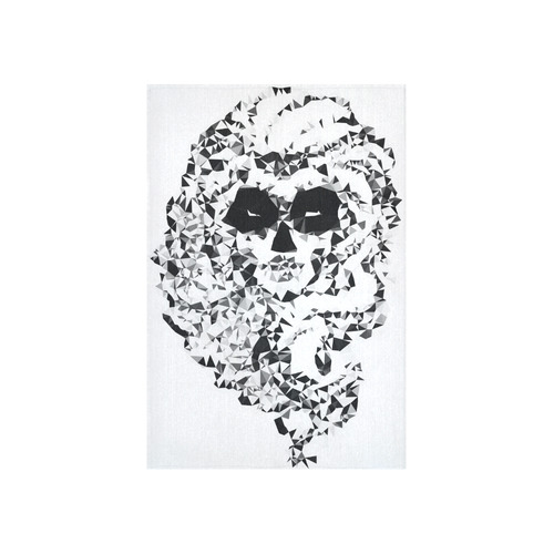 Sugar Skull Black White Low Poly Geometric Cotton Linen Wall Tapestry 40"x 60"