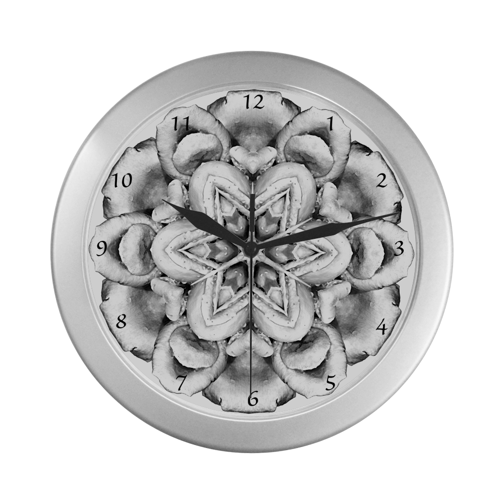 rose snowflake clock Silver Color Wall Clock