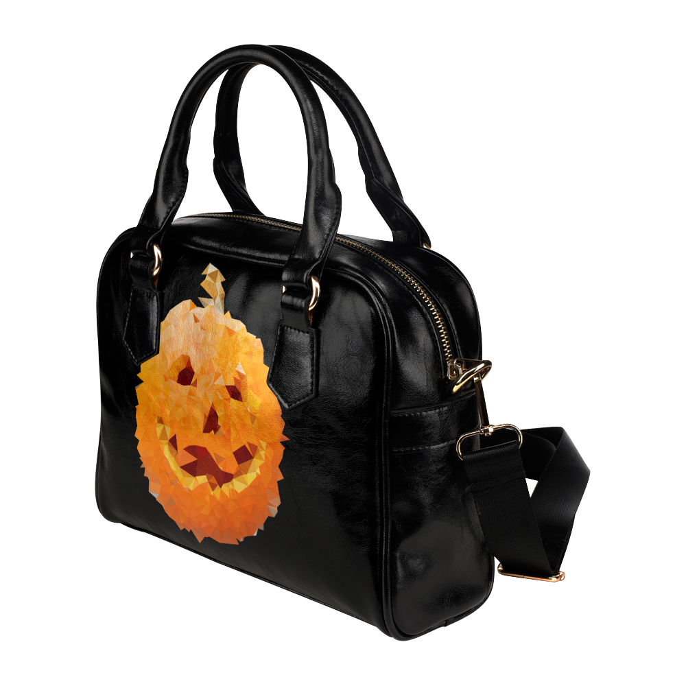 Halloween Pumpkin Low Poly Geometric Shoulder Handbag (Model 1634)