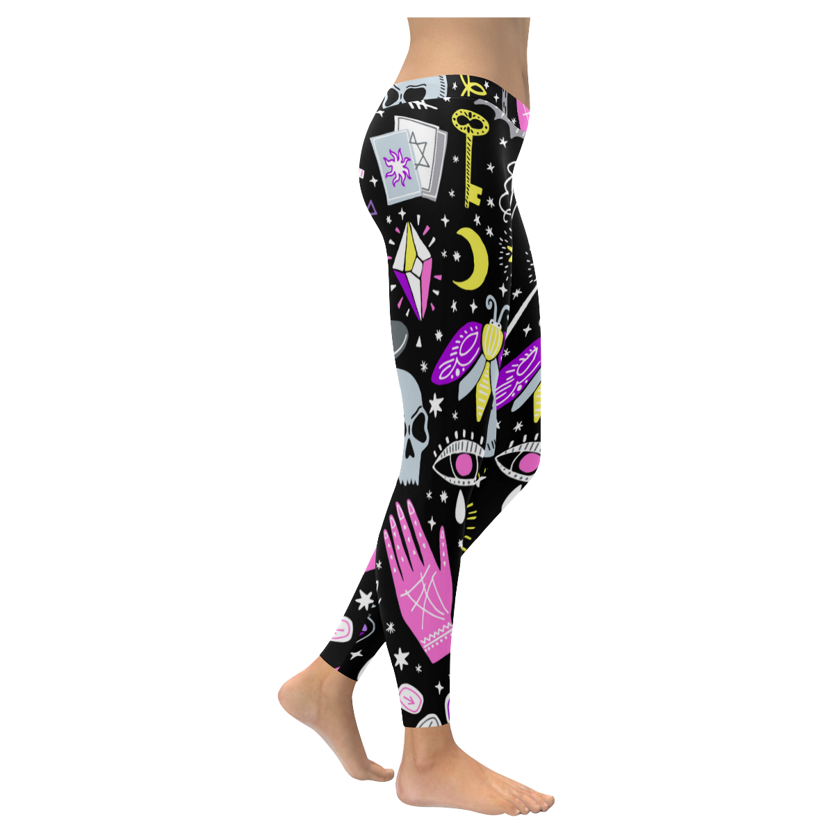 Black Magic Women's Low Rise Leggings (Invisible Stitch) (Model L05)