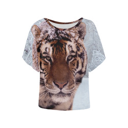 Tiger and Snow Women's Batwing-Sleeved Blouse T shirt (Model T44)