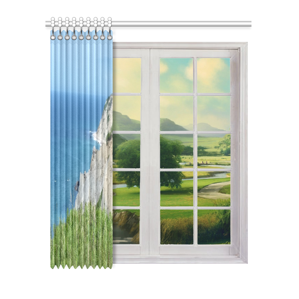 Block Island Bluffs - Block Island, Rhode Island Window Curtain 52" x 63"(One Piece)