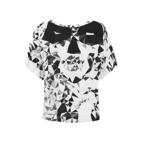 Sugar Skull Black White Low Poly Geometric Women's Batwing-Sleeved Blouse T shirt (Model T44)