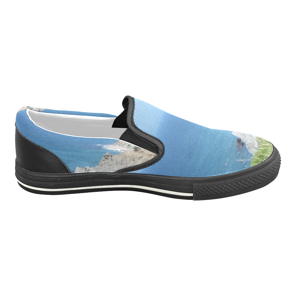 Block Island Bluffs - Block Island, Rhode Island Women's Slip-on Canvas Shoes/Large Size (Model 019)