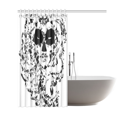 Sugar Skull Black White Low Poly Geometric Shower Curtain 69"x70"