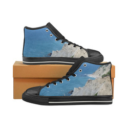 Block Island Bluffs - Block Island, Rhode Island High Top Canvas Shoes for Kid (Model 017)