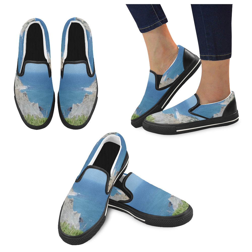 Block Island Bluffs - Block Island, Rhode Island Slip-on Canvas Shoes for Kid (Model 019)