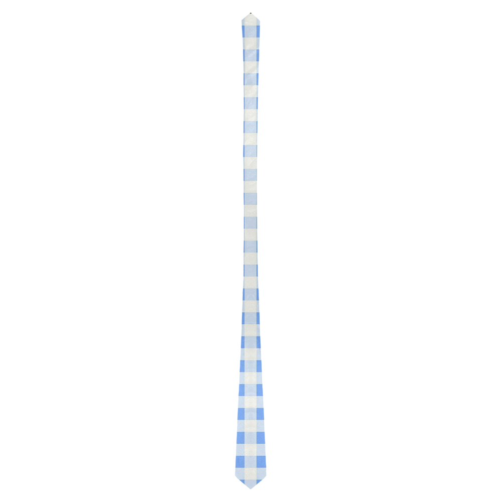 Sky Blue Gingham Classic Necktie (Two Sides)