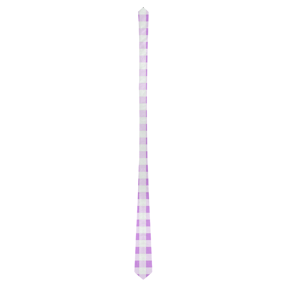Lavender Gingham Classic Necktie (Two Sides)