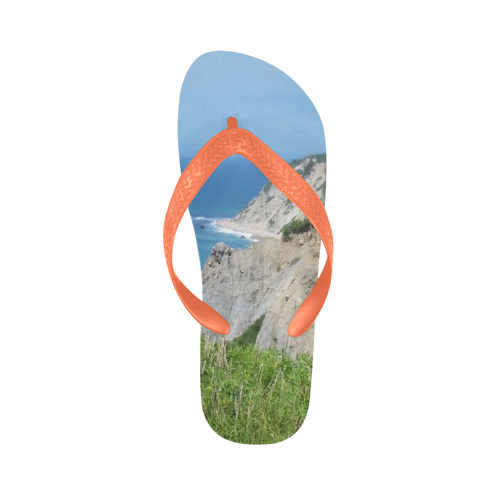 Block Island Bluffs - Block Island, Rhode Island Flip Flops for Men/Women (Model 040)