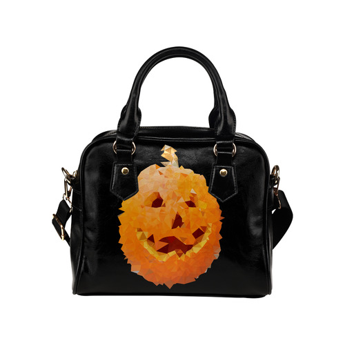 Halloween Pumpkin Low Poly Geometric Shoulder Handbag (Model 1634)