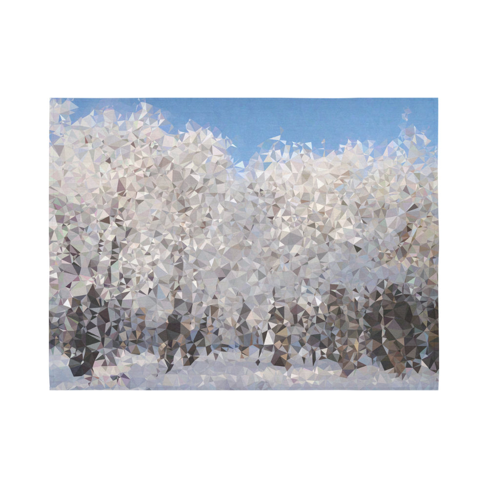 Trees in Snow Winter Geometric Landscape Cotton Linen Wall Tapestry 80"x 60"