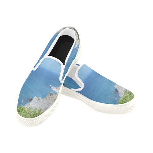 Block Island Bluffs - Block Island, Rhode Island Slip-on Canvas Shoes for Men/Large Size (Model 019)