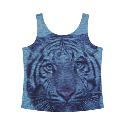 Tiger and Water All Over Print Tank Top for Women (Model T43)