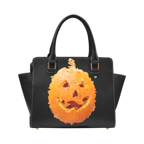 Halloween Pumpkin Low Poly Geometric Classic Shoulder Handbag (Model 1653)