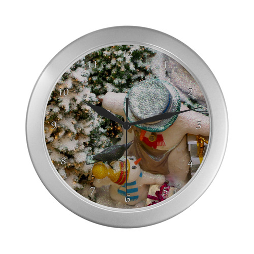 snowman family clock Silver Color Wall Clock