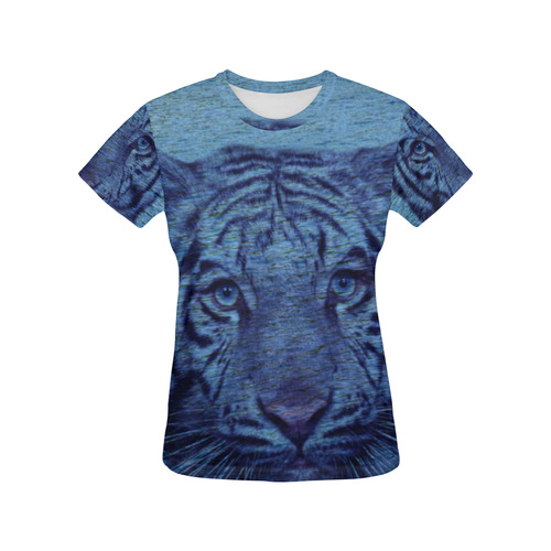 Tiger and Water All Over Print T-Shirt for Women (USA Size) (Model T40)