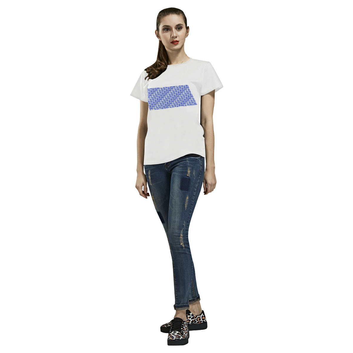 NUMBERS Collection Women 1234567  Batwing Sleeved Blouse Tee blu/wht All Over Print T-Shirt for Women (USA Size) (Model T40)