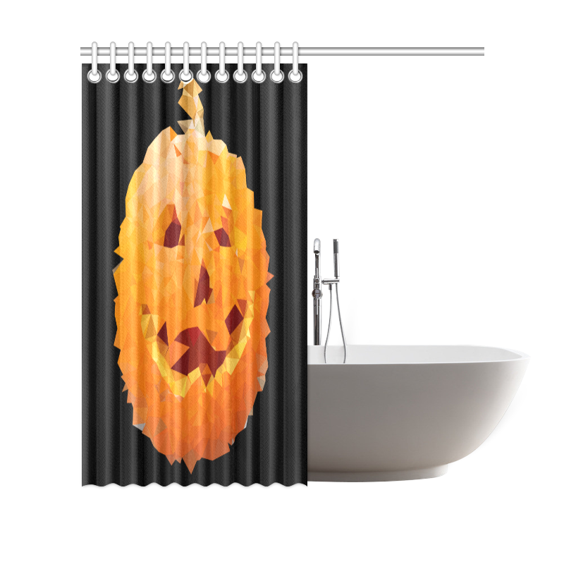 Halloween Pumpkin Low Poly Geometric Shower Curtain 69"x70"