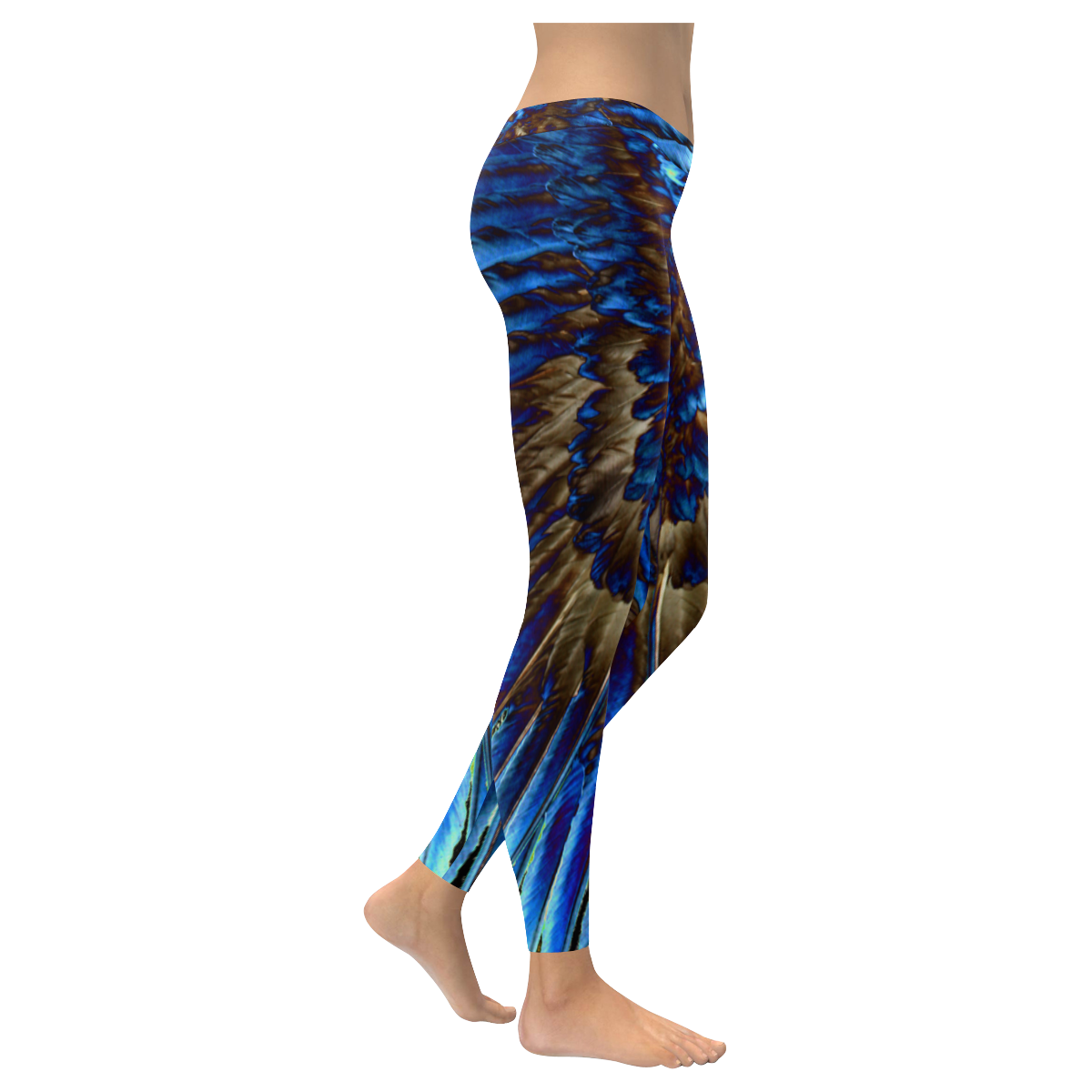 Wings Blue Women's Low Rise Leggings (Invisible Stitch) (Model L05)