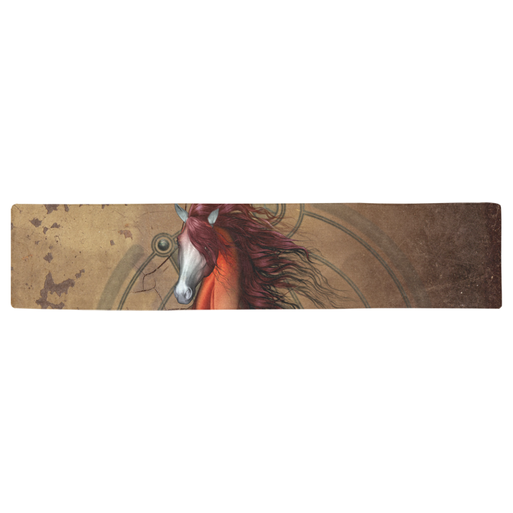 Wonderful horse with skull, red colors Table Runner 16x72 inch