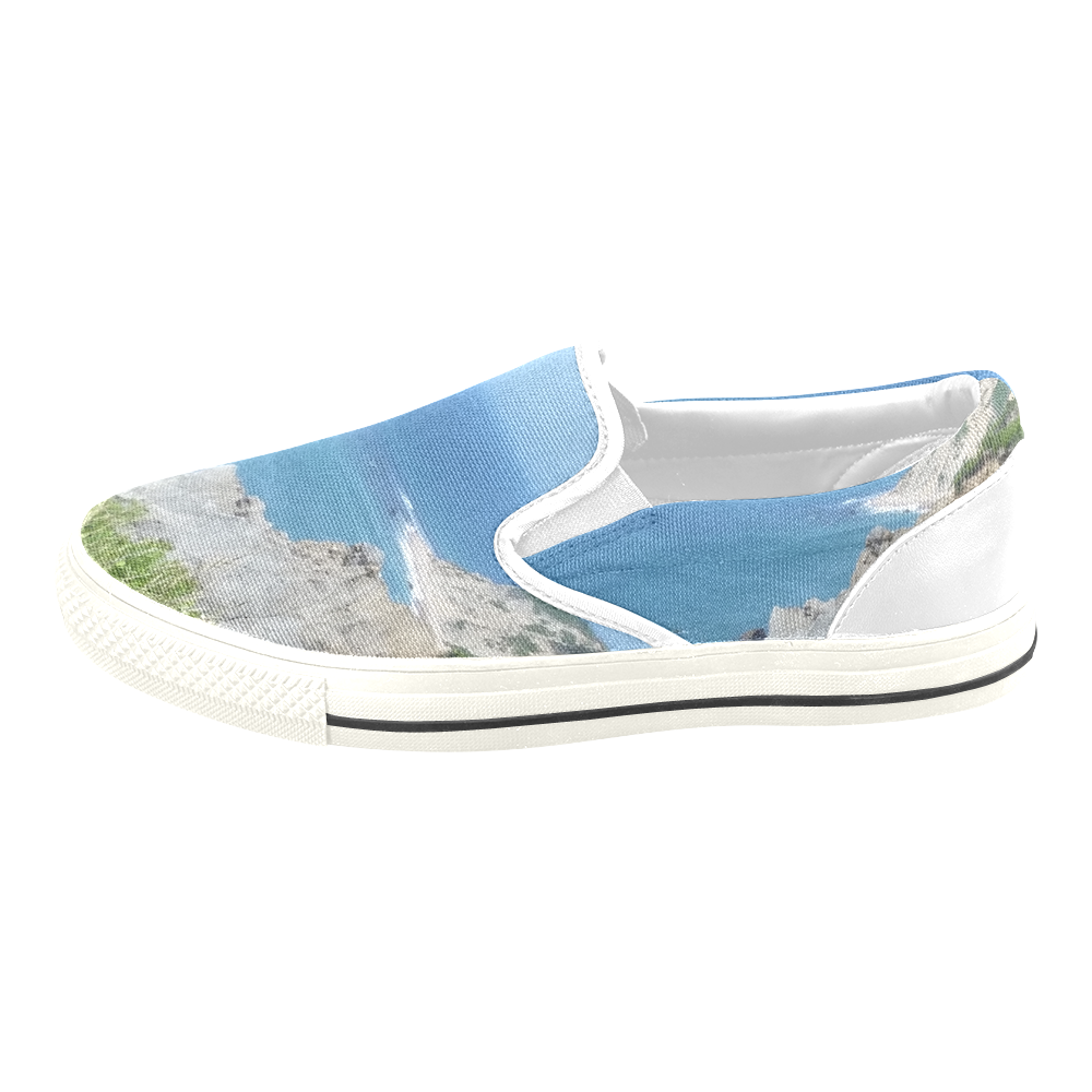 Block Island Bluffs - Block Island, Rhode Island Slip-on Canvas Shoes for Kid (Model 019)