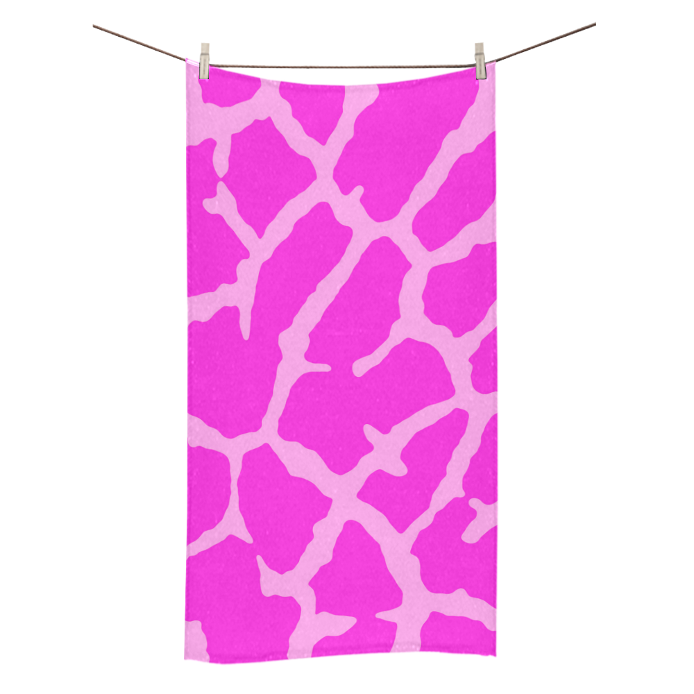 Pink Giraffe Print Bath Towel 30"x56"