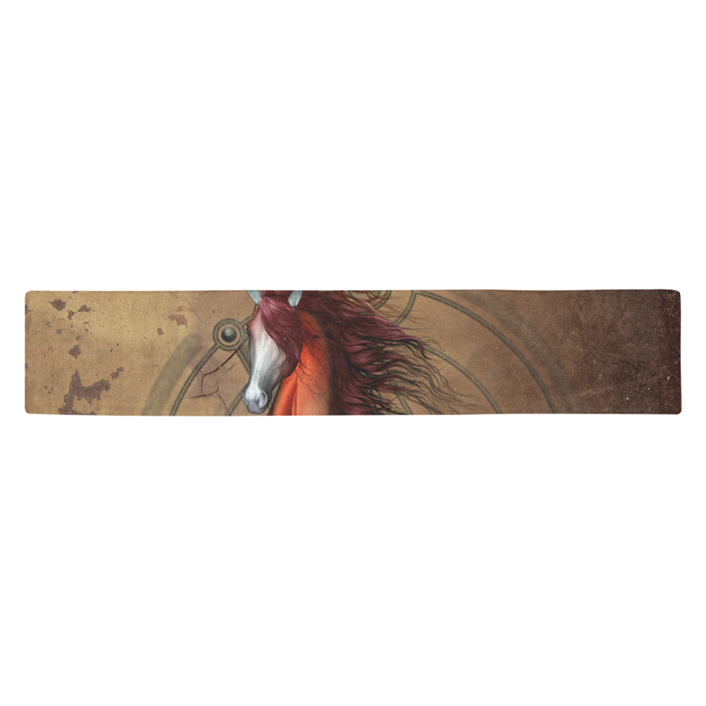 Wonderful horse with skull, red colors Table Runner 14x72 inch