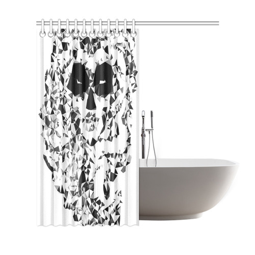 Sugar Skull Black White Low Poly Geometric Shower Curtain 69"x72"