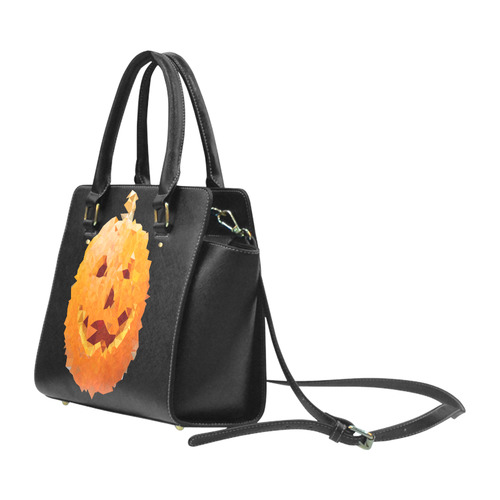 Halloween Pumpkin Low Poly Geometric Classic Shoulder Handbag (Model 1653)