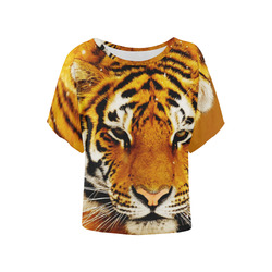 Siberian Tiger Women's Batwing-Sleeved Blouse T shirt (Model T44)