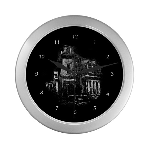 haunted clock silver Silver Color Wall Clock