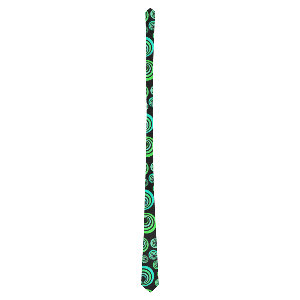 Crazy Fun Neon Blue & Green retro pattern Classic Necktie (Two Sides)