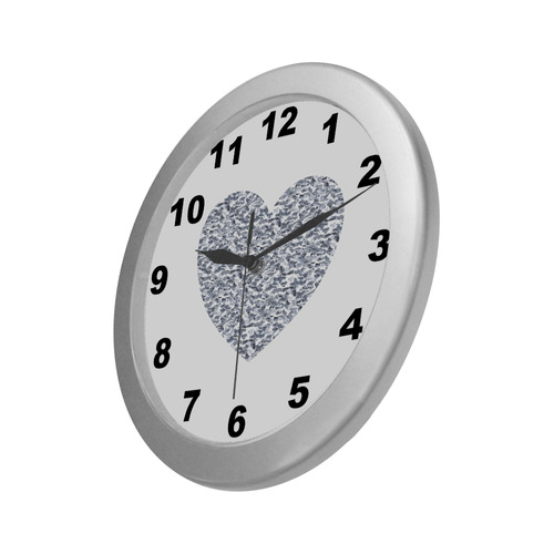 Diamond Heart Silver Color Wall Clock