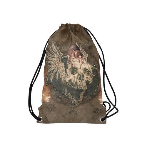 Awesome skull with rat Small Drawstring Bag Model 1604 (Twin Sides) 11"(W) * 17.7"(H)