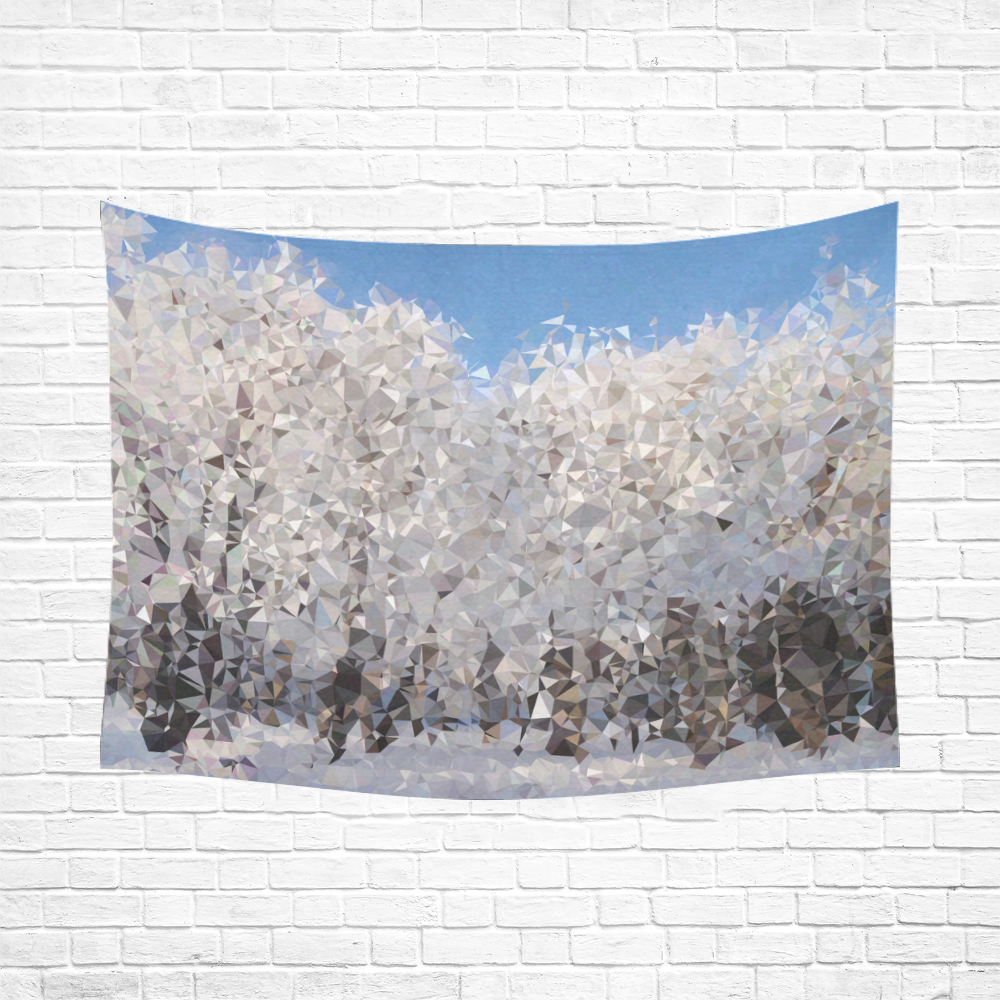 Trees in Snow Winter Geometric Landscape Cotton Linen Wall Tapestry 80"x 60"