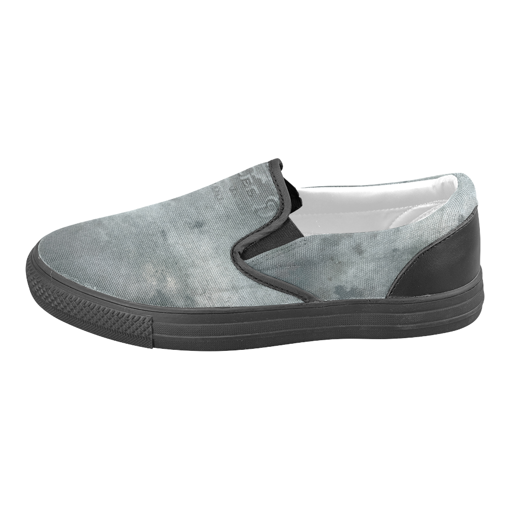 Dark grey letter vintage batik look Slip-on Canvas Shoes for Men/Large Size (Model 019)