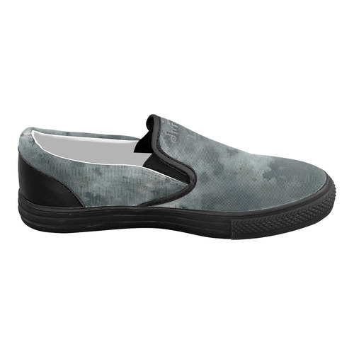 Dark grey letter vintage batik look Women's Slip-on Canvas Shoes (Model 019)