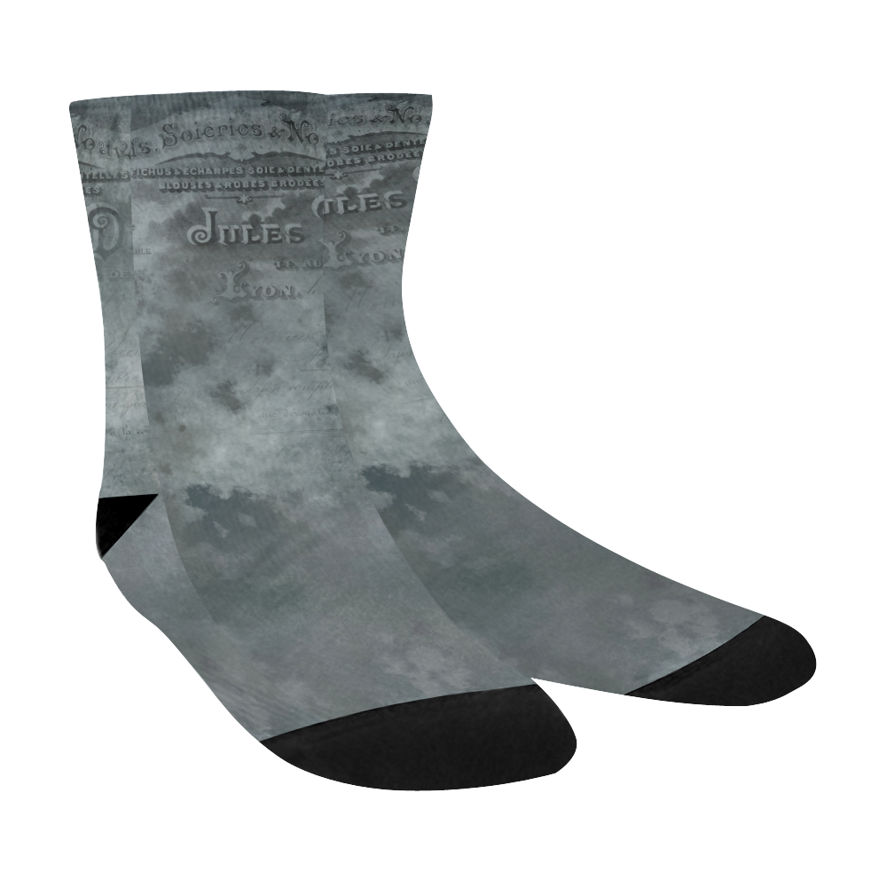 Dark grey letter vintage batik look Crew Socks