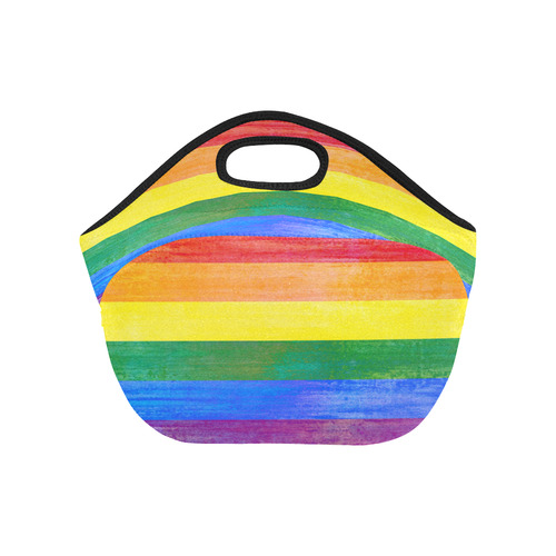 Rainbow Flag Colored Stripes Grunge Neoprene Lunch Bag/Small (Model 1669)