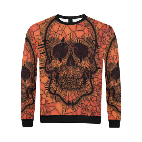 Glass Mosaic Skull,red by JamColors All Over Print Crewneck Sweatshirt for Men/Large (Model H18)